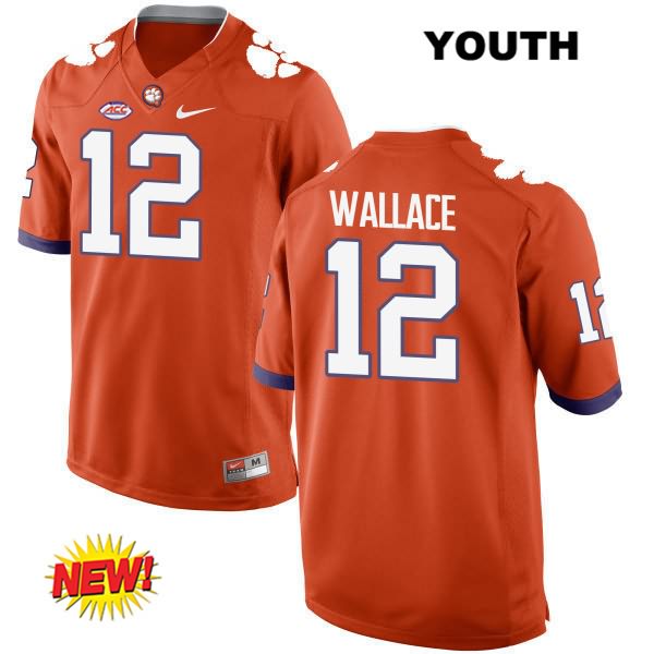 Youth Clemson Tigers #12 K'Von Wallace Stitched Orange New Style Authentic Nike NCAA College Football Jersey WAP3046XW
